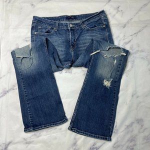 Levis Superlow 518 Bootcut Jeans Womens Juniors Size 13 Medium Wash Destroyed